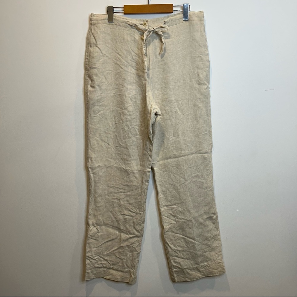 Vintage Nygard Beige Linen Trousers Pants Drawstring